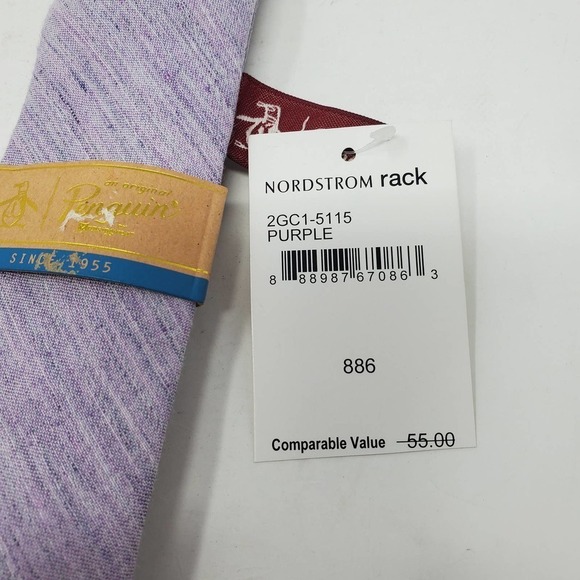 Penguin Lavery Solid Neck Tie in Purple One Size NEW WITH TAGS - Picture 4 of 5